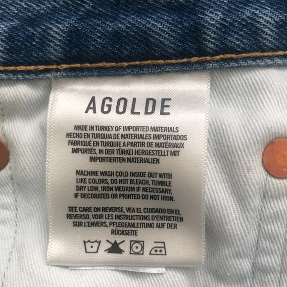 Agolde Parker Cut Off in Swapmeet Mid-Rise Button Fly Denim Shorts Size … - Picture 10 of 15
